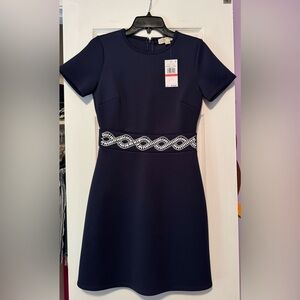 Michael Kors Navy Mini Dress with White Detail